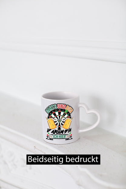 Dart und bier darum bin ich hier | Geschenkidee Humor Tasse