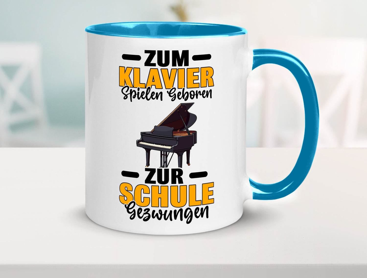 Zum Klavier spielen geboren zur Schule gezwungen v2 lustiger Spruch Geschenk