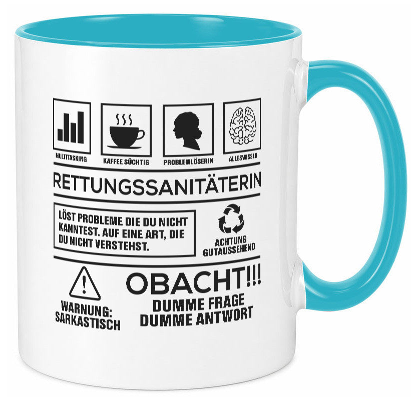 Achtung Probleme Rettungssanitäterin | Sanitäter Geschenkidee Humor Tasse