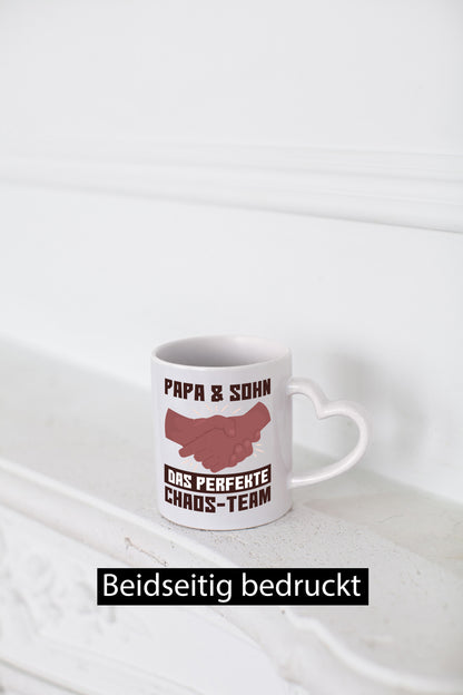 Papa &amp; Sohn | Spruchtasse Chaos-Team Vatertag lustiger Spruch Geschenk Familie