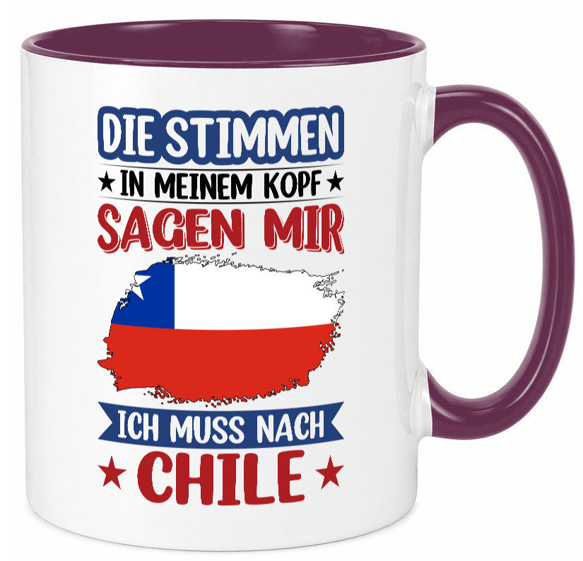 Chile | Urlaub Stimmen in meinem Kopf Traumland Geschenkidee Humor Tasse