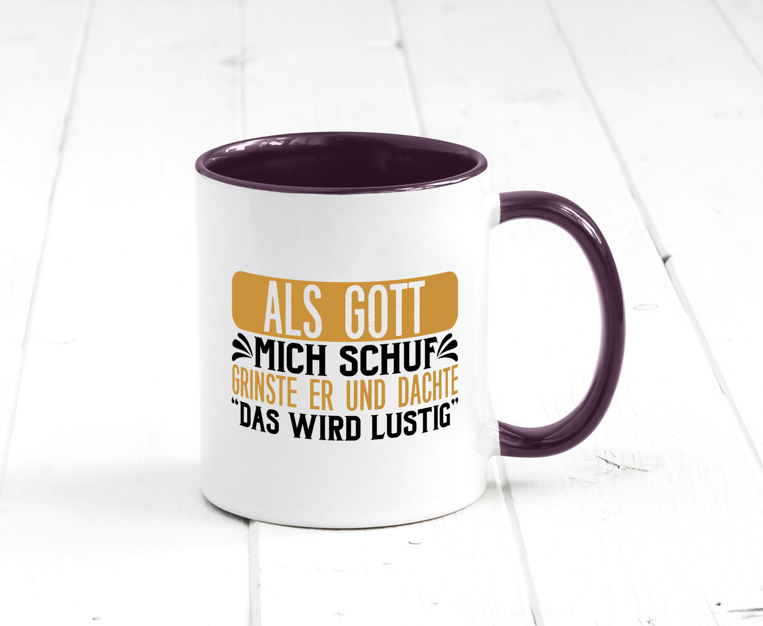 Als Gott mich Schuf Grinste er lustiger Spruch Geschenk Humor Geschenkidee Tasse