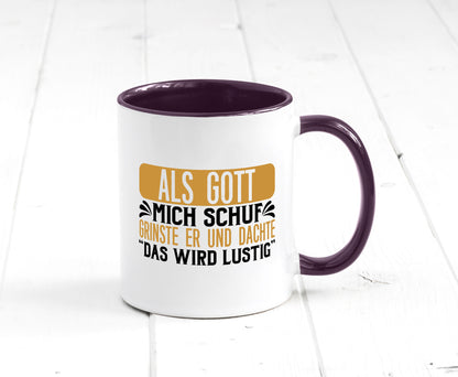 Als Gott mich Schuf Grinste er lustiger Spruch Geschenk Humor Geschenkidee Tasse