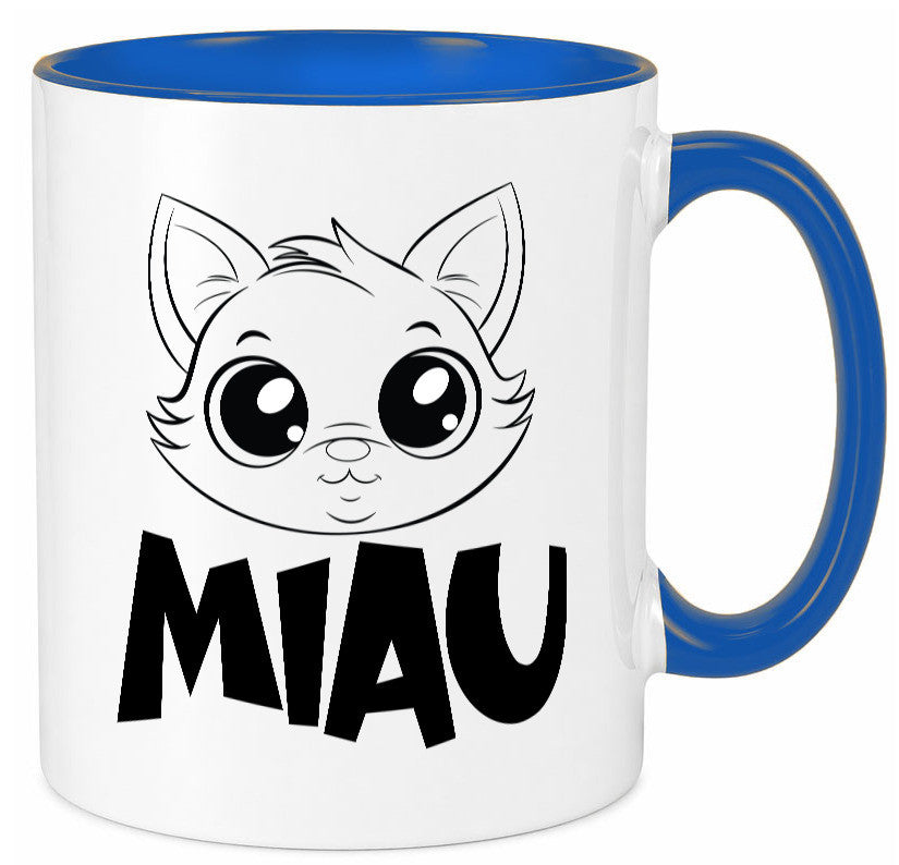 Miau | Katze Geschenkidee Tierliebhaber Humor Tasse