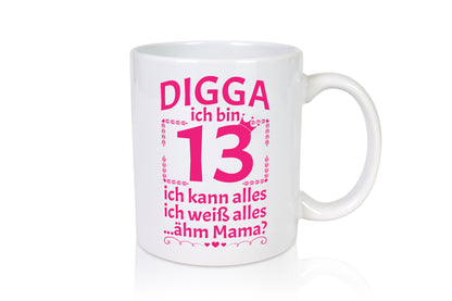 Ich bin 13 | Geburtstag kann und weiß alles Herzchen Geschenkidee Humor Tasse