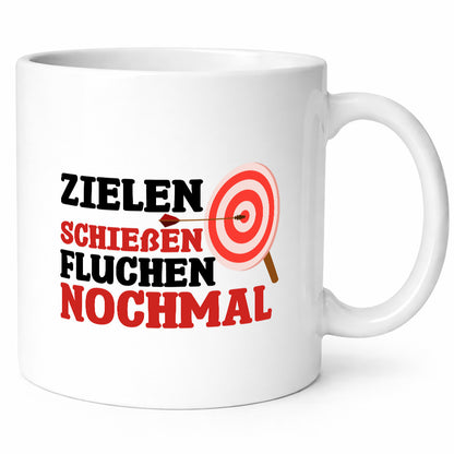 Zielen Schießen fluchen nochmal | Bogenschießen Geschenkidee Humor Tasse