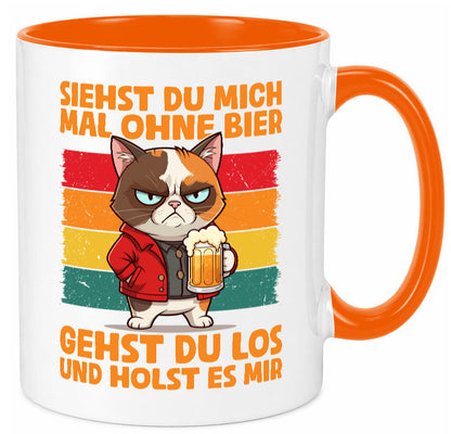 Siehst du mich ohne bier | Katze Biertrinker Geschenk Tierliebhaber Humor Tasse