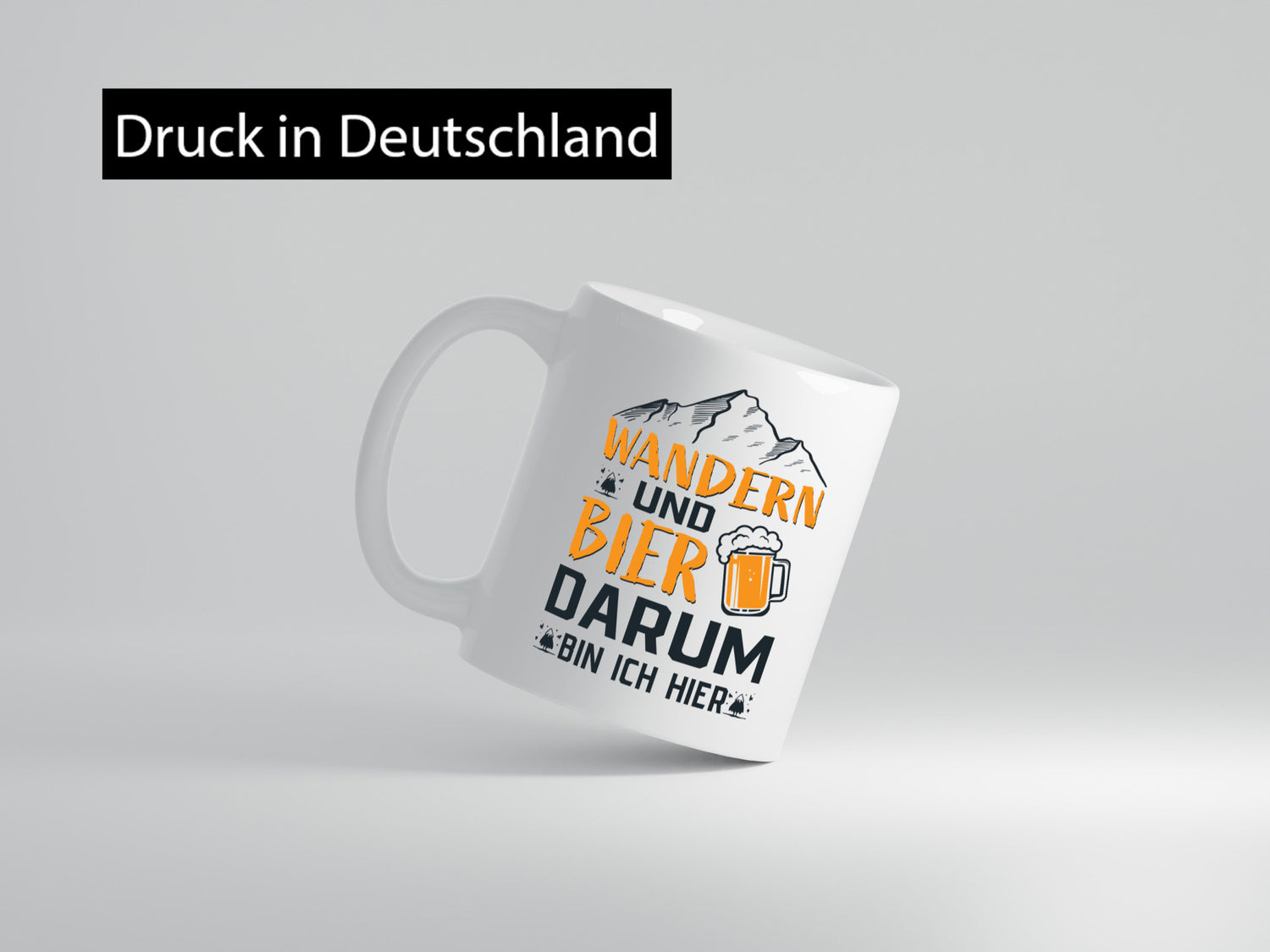 Wandern, Bier, darum hier | Berge Bierglas lustiger Spruch Geschenk Humor