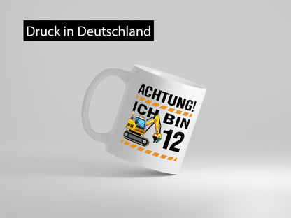 12 Geburtstag Ich bin | Bagger Junge Geschenk Geschenkidee lustiger Spruch Tasse