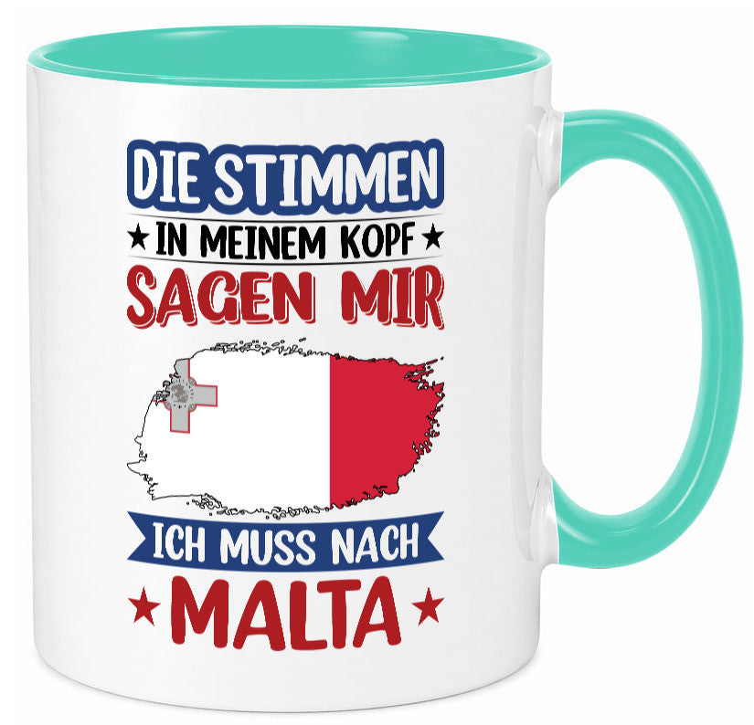 Malta | Urlaub Stimmen in meinem Kopf Traumland lustiger Spruch Geschenk Humor Tasse