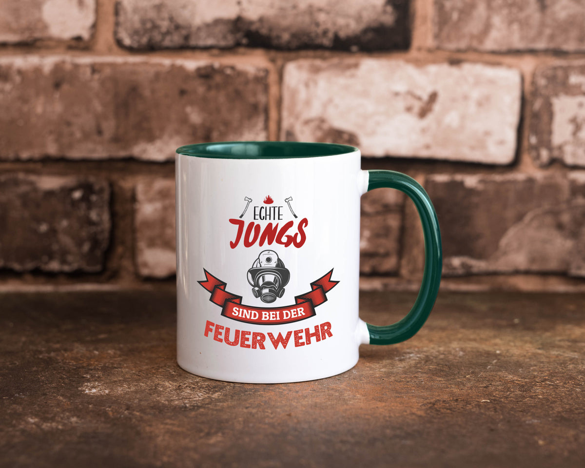 Echte Jungs sind bei der Feuerwehr | Feuerwehrmann lustiger Spruch Geschenk Tasse