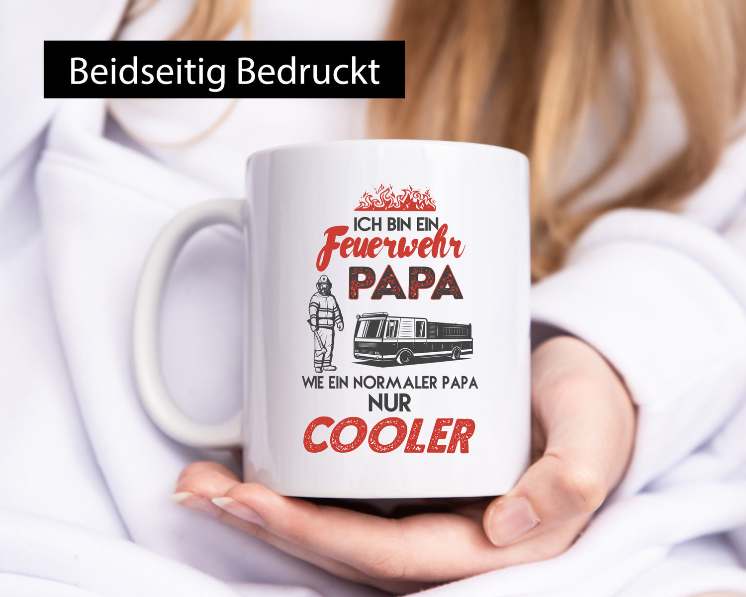 Ich bin ein Feuerwehr Papa wie Normaler nur cooler Geschenkidee Humor Tasse