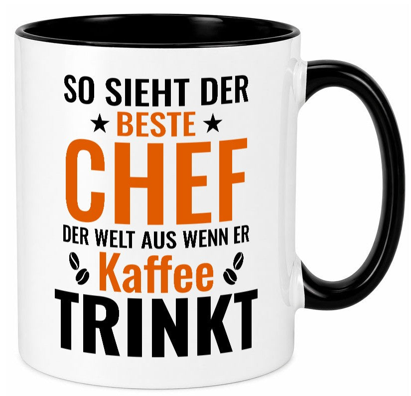 Kaffee trinkt: Chef | Führungskraft Vorgesetzter Humor Arbeit Kollegen Büro Tasse