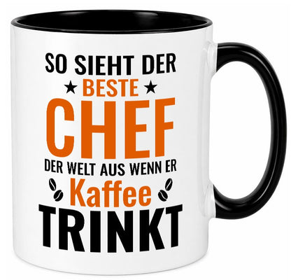 Kaffee trinkt: Chef | Führungskraft Vorgesetzter Humor Arbeit Kollegen Büro Tasse