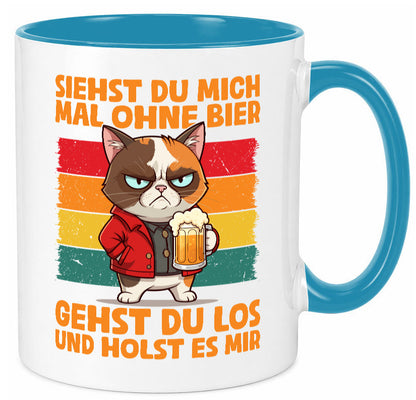 Siehst du mich ohne bier | Katze Biertrinker Geschenk Tierliebhaber Humor Tasse