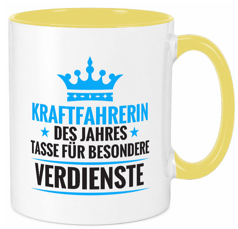 Besonderer Verdienst: Kraftfahrerin | Lastwagen LKW Humor Geschenkidee Tasse
