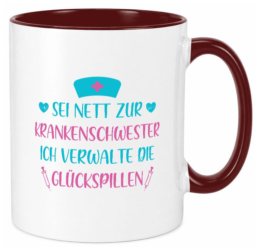 Krankenschwester verwaltet Glückspille | Herzschlag |Spritze lustig Humor Tasse