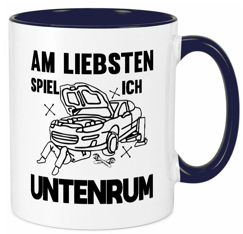 Am liebsten spiele ich untenrum | Autowektstatt lustiger Spruch Geschenk Humor Tasse