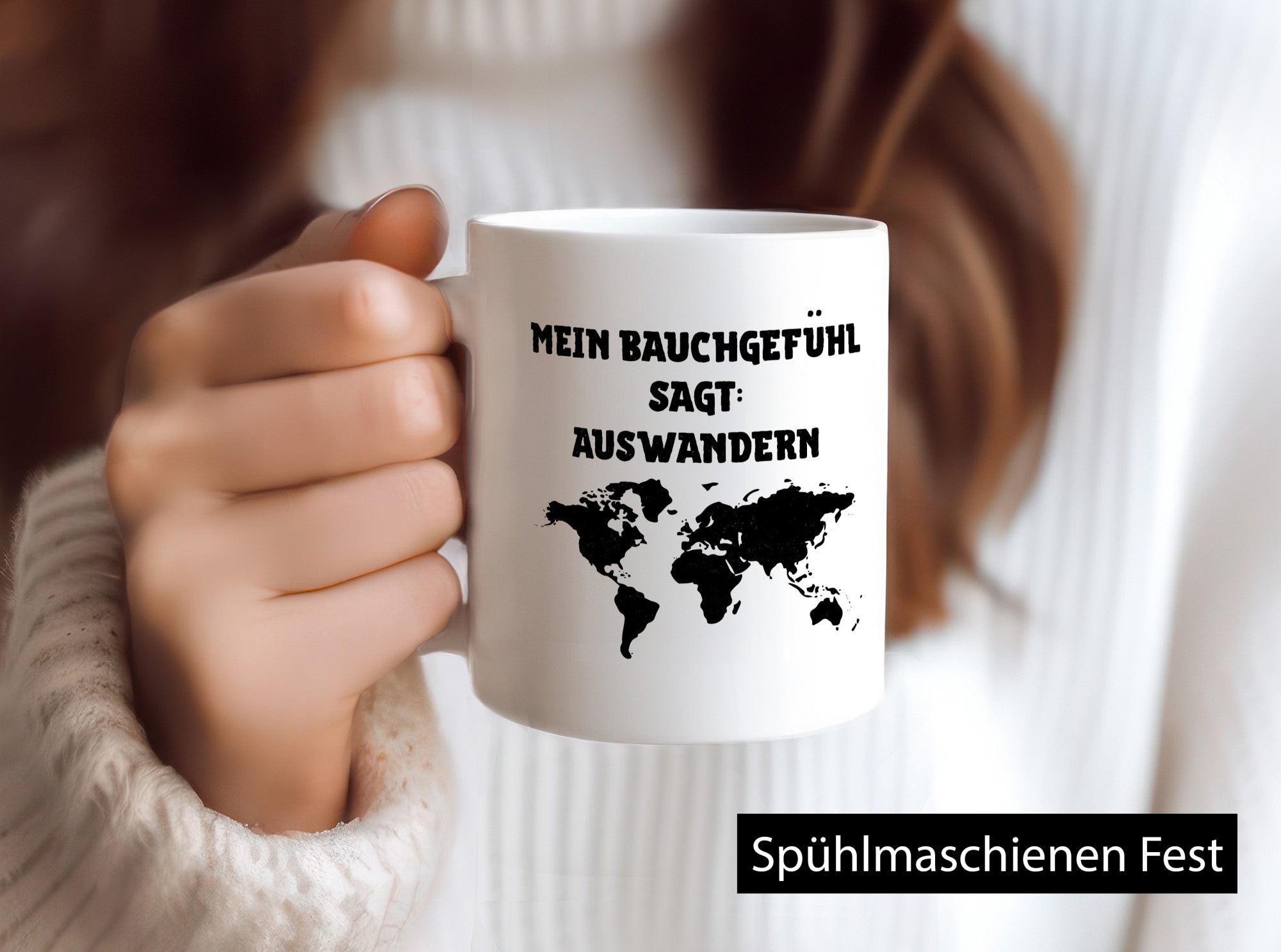Bauchgefühl sagt auswandern | Kontinente lustig Humor Geschenkidee Geschenk