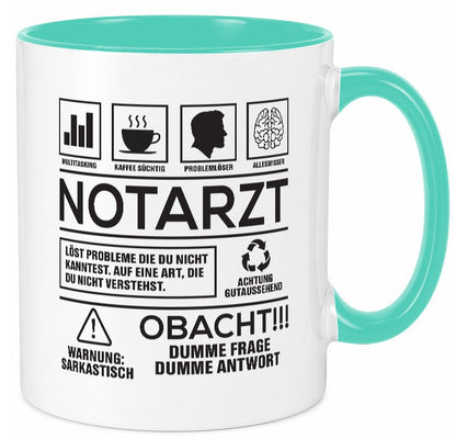 Achtung Probleme Notarzt | Arzt lustiger Spruch Geschenk Humor Geschenkidee Tasse
