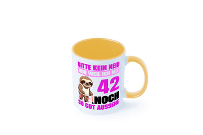 42. Geburtstag | Bitte kein neid Faultier 42 Jahre Geschenkidee Humor Tasse