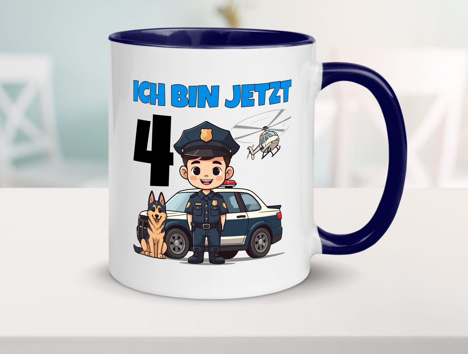 4. Geburtstag | 4 Jahre Polizei Kind Polizeiauto Humor Geschenkidee Tasse