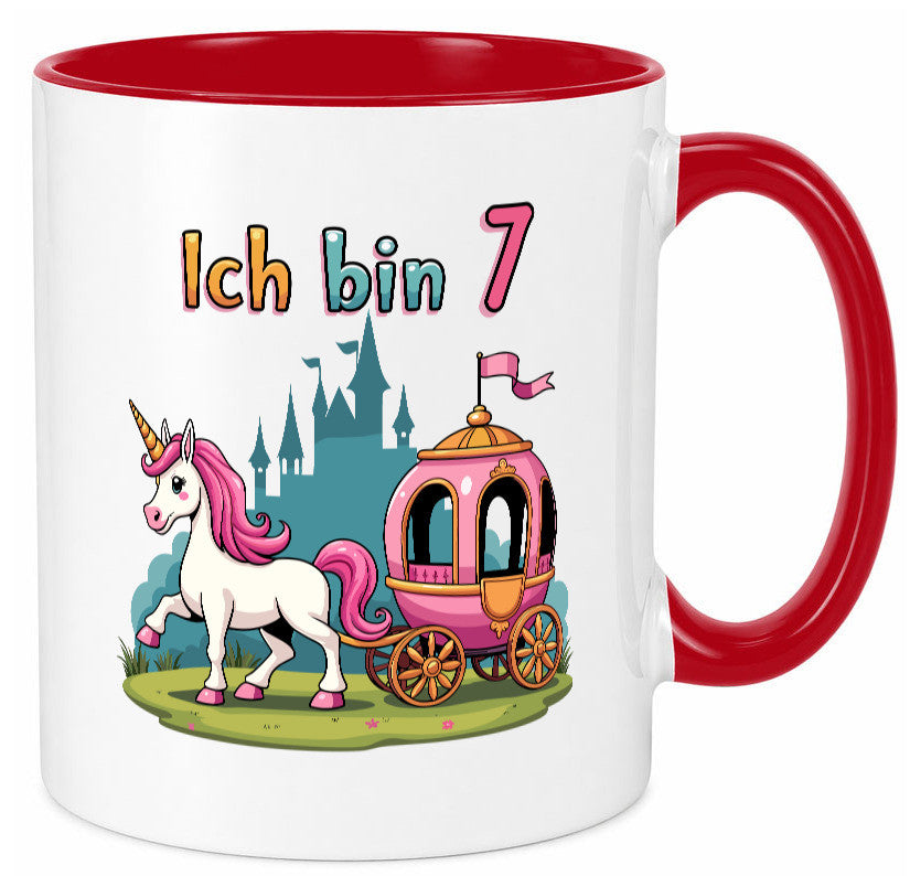 7. Geburtstag | Prinzessin in Kutsche Einhorn lustiger Spruch Geschenk