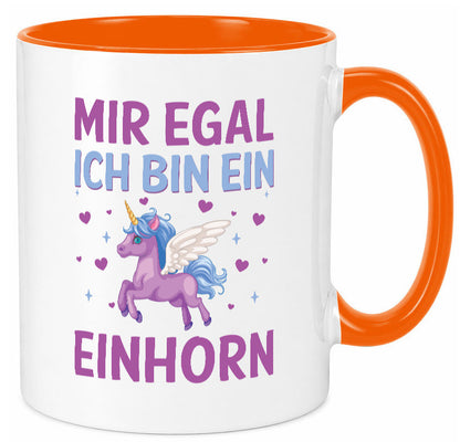 Mir egal, ich bin ein Einhorn| Herzen Geschenkidee Humor Tasse