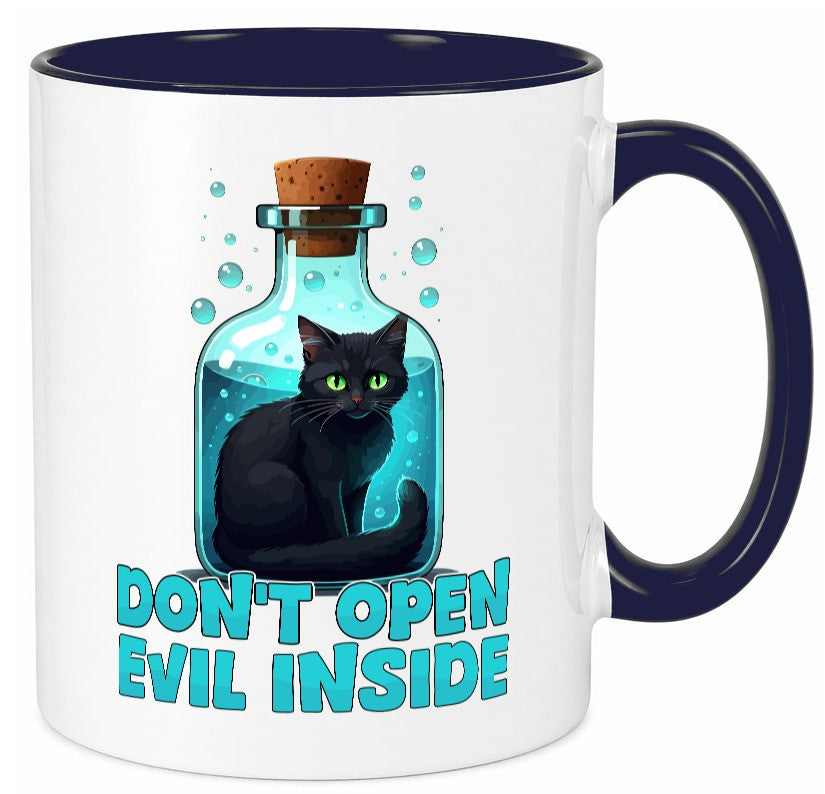 Dont open Evil inside | Böse Katze Schwarze Geschenkidee Tierliebhaber Humor Tasse