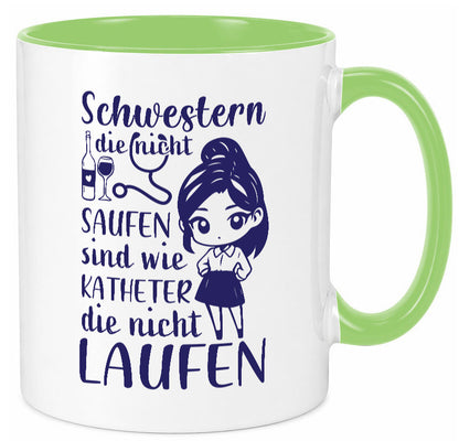 Schwestern die nicht saufen | Krankenschwester Alkolhol Geschenkidee Humor Tasse