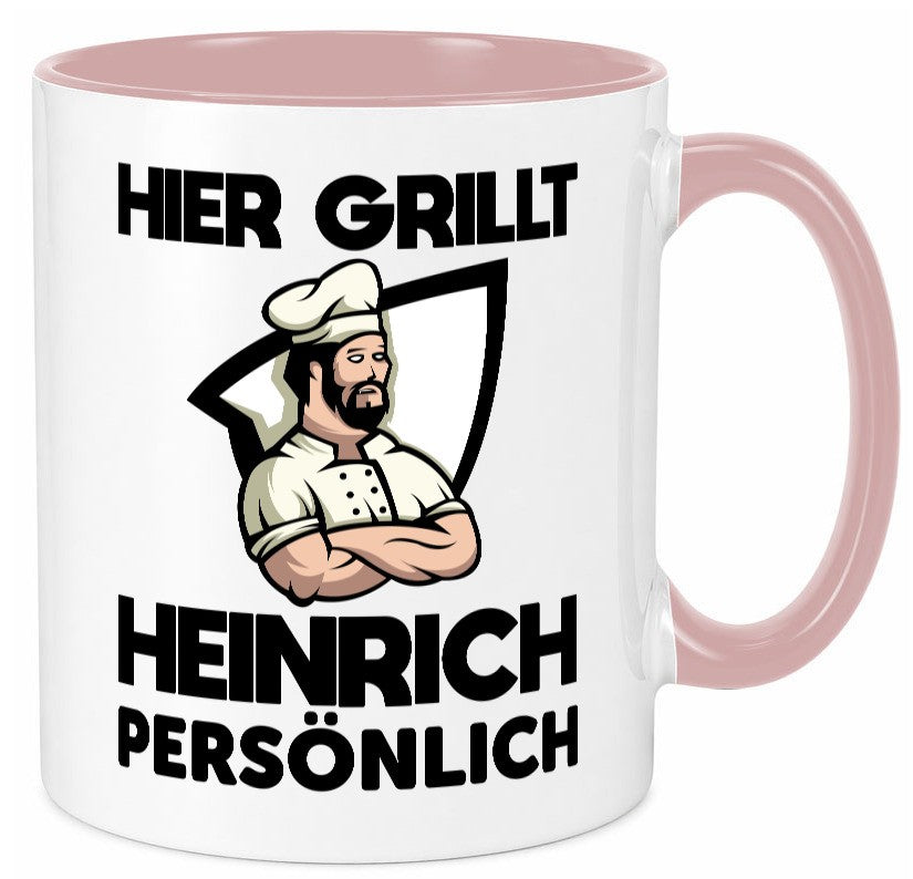 Hier Grillt Heinrich Persönlich | Grillmeister Geschenk Humor Geschenkidee Tasse