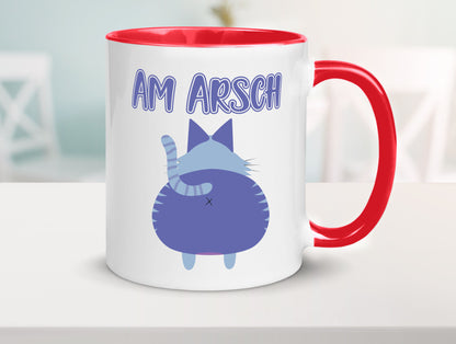 Am Arsch | Katzenmotiv Tasse Kollege Katzenbesitzer Geschenkidee Arbeit