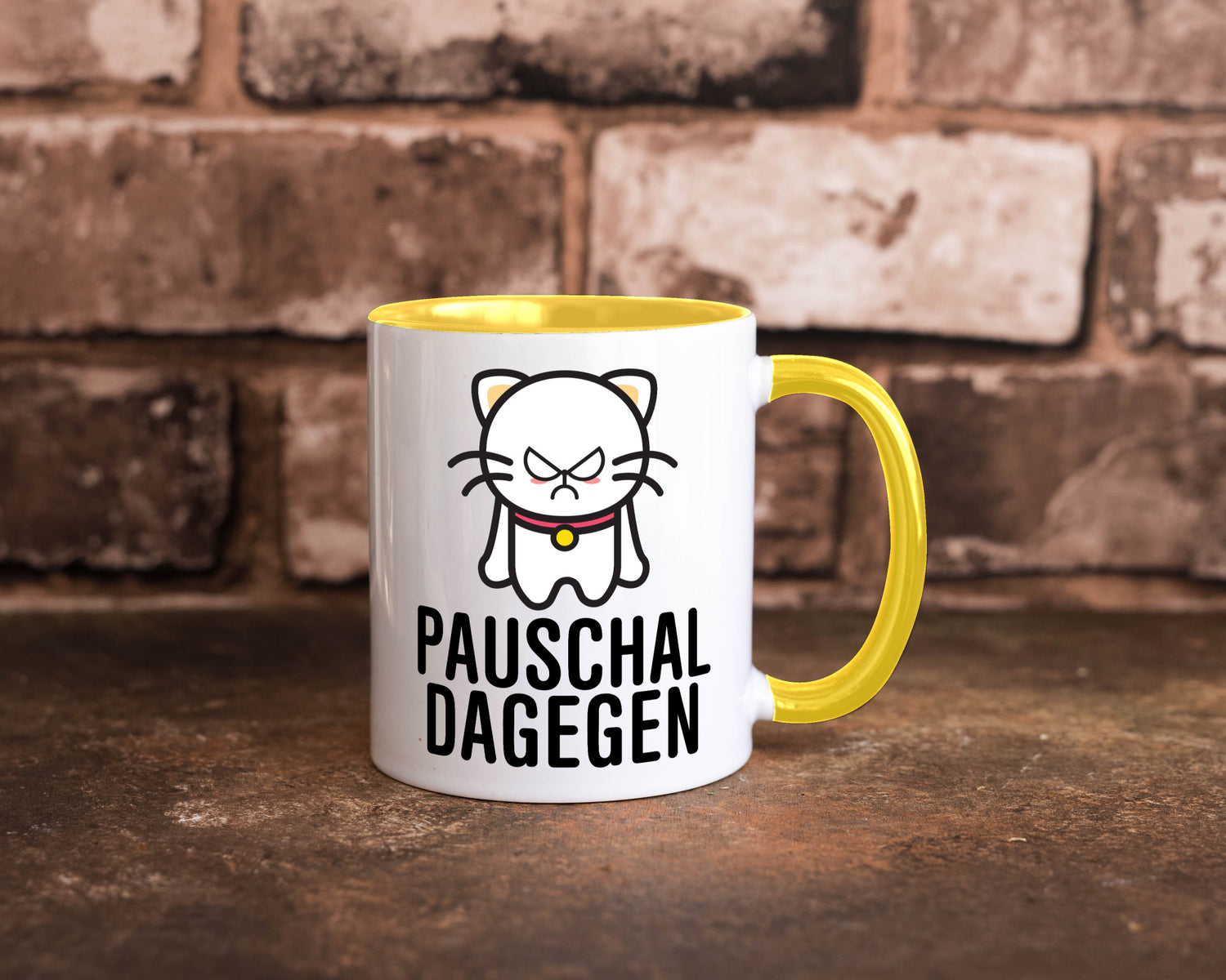 Pauschal dagegen | Katze Wut Geschenk Tierliebhaber Humor lustiger Spruch Tasse