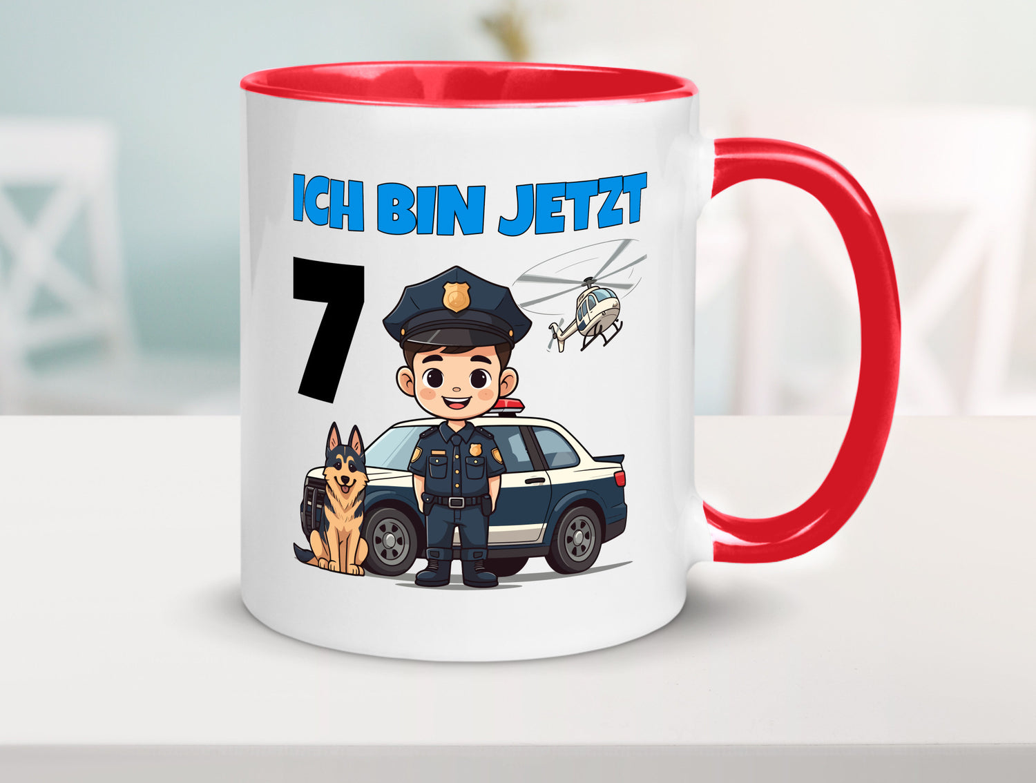 7. Geburtstag | 7 Jahre Polizei Kind Polizeiauto Humor Geschenkidee Tasse