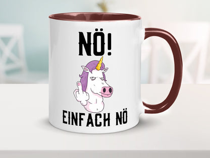 Einfach Nö | Keinen Bock Einhorn Mittelfinger Comic Geschenkidee Humor Tasse