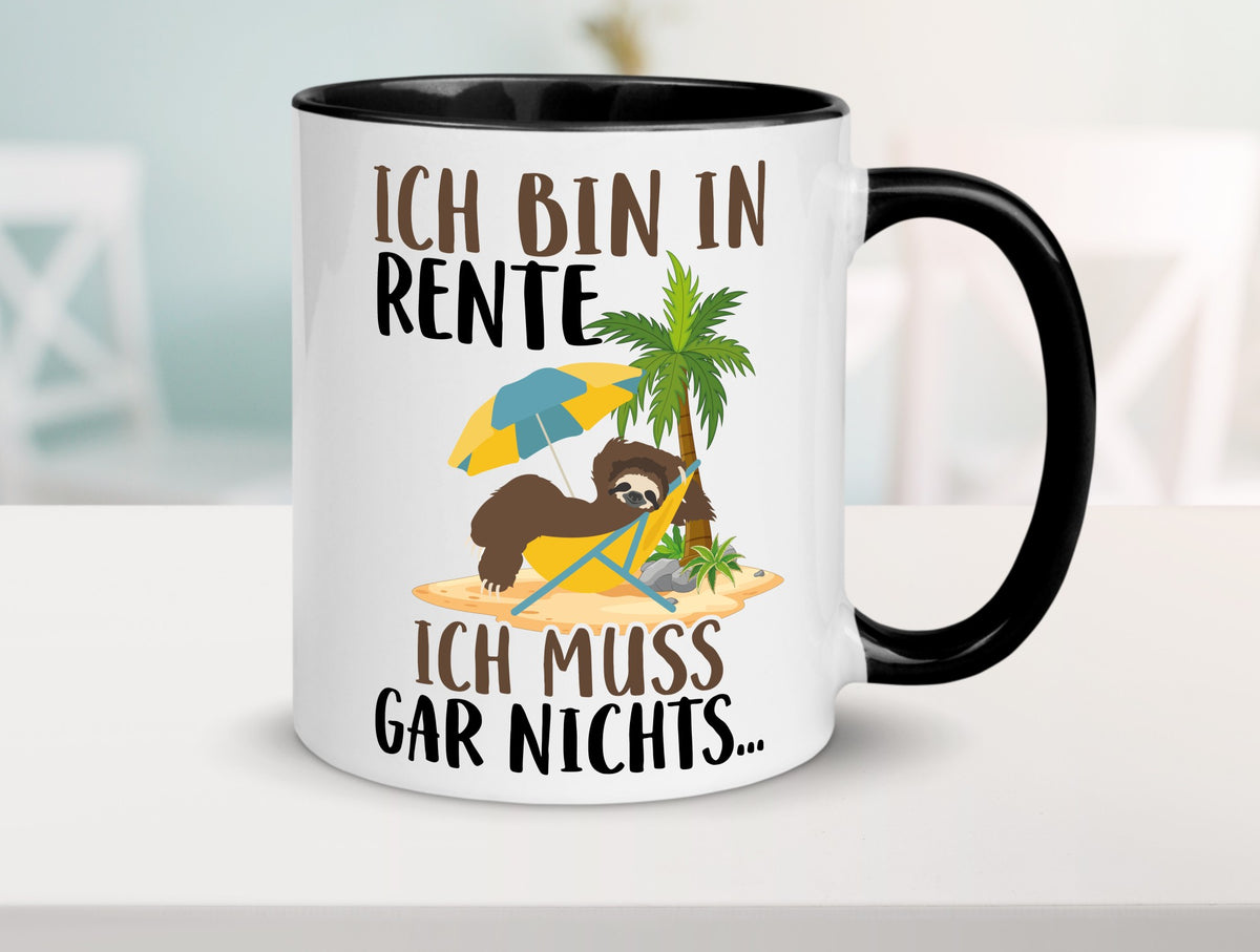 Ich bin in Rente | Faultier Rentner Ruhestand Geschenk Jubiläum lustiger Spruch Tasse