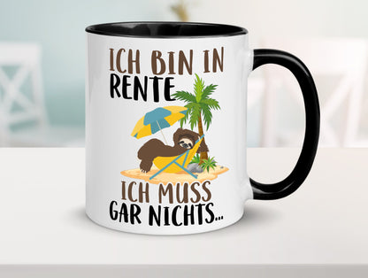 Ich bin in Rente | Faultier Rentner Ruhestand Geschenk Jubiläum lustiger Spruch Tasse