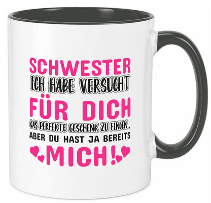 Schwester Tasse | lustiger Spruch Geschwisterliebe v2 Humor Geschenkidee