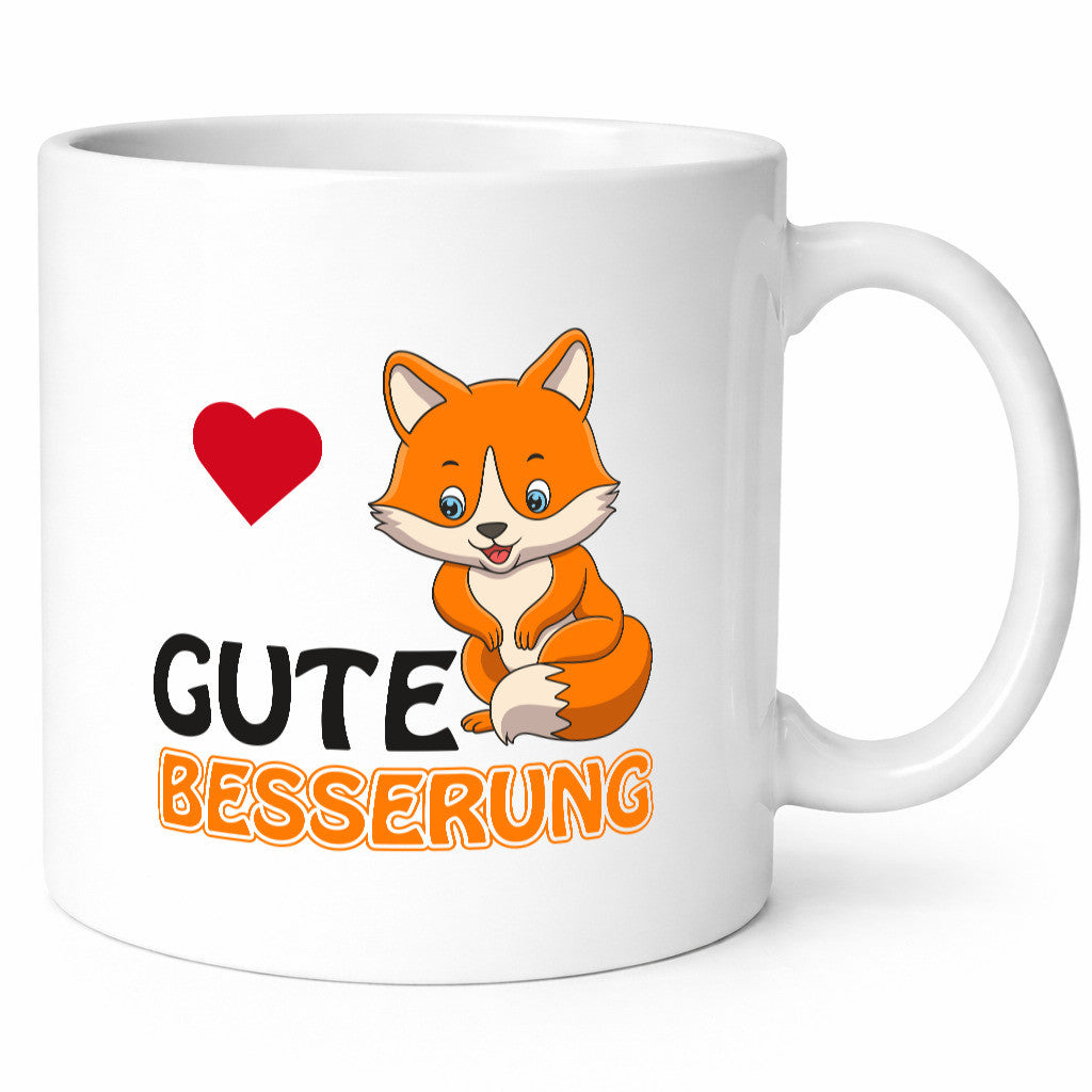 Gute Besserung | Genesung Tasse Fuchs mit Herzen lustig Humor Geschenkidee