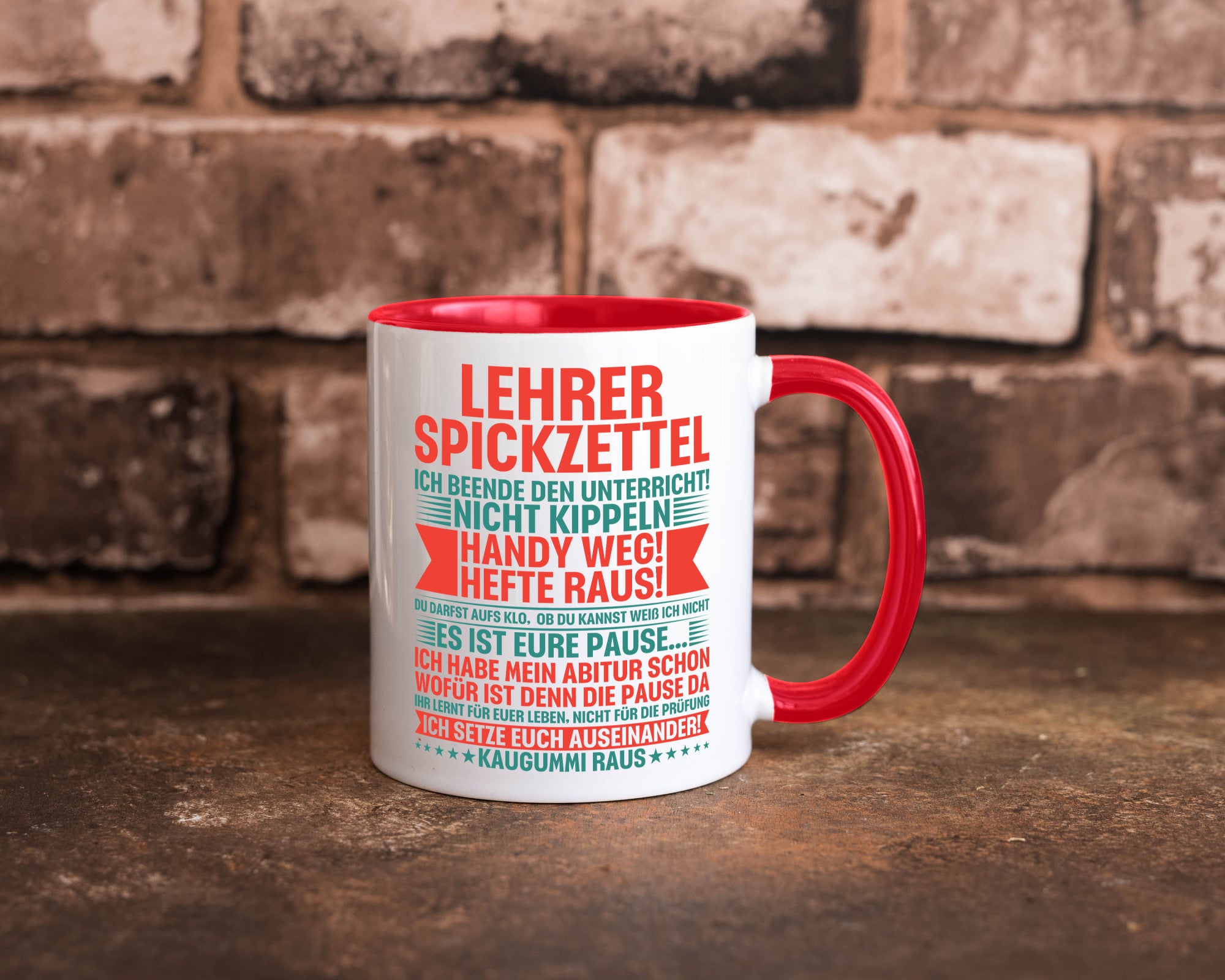 Lehrer Spickzettel | Beruf Tasse lustiger Spruch vl4 lustig Arbeit Kollegen