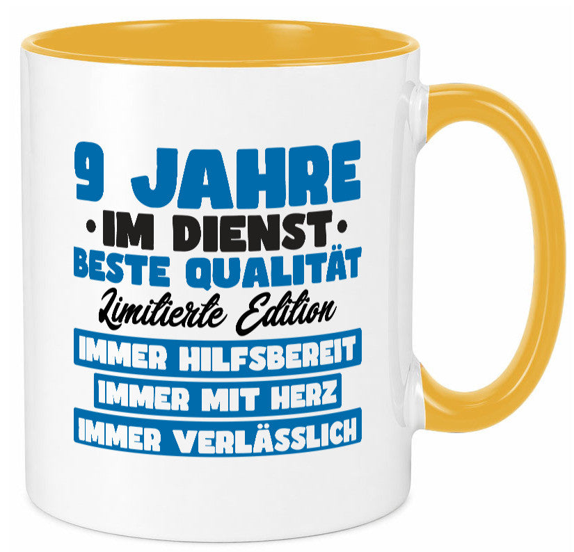 9 Jahre im Dienst | Jubiläum Arbeit v7 lustig Kollegen Büro Geschenk Tasse