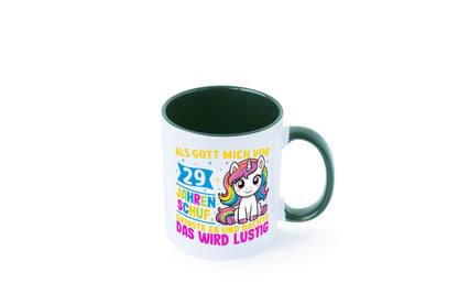 29. Geburtstag | Als Gott mich schuf 40 Jahre v2 Humor Geschenkidee Tasse