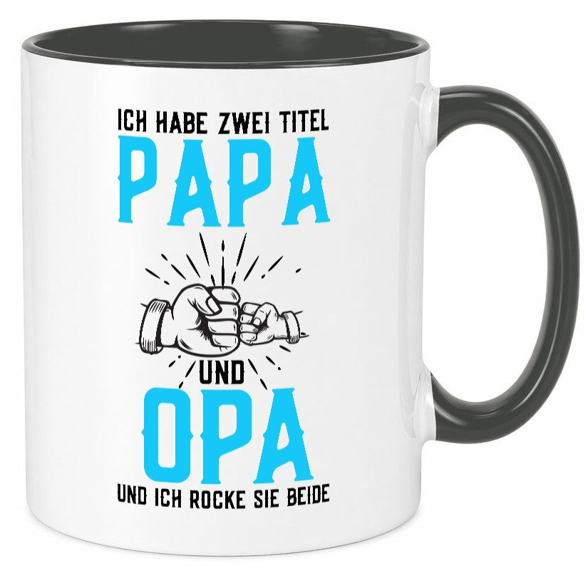 Papa und Opa | zwei Titel Rocke sie Beide Humor Familie Geschenkidee Tasse