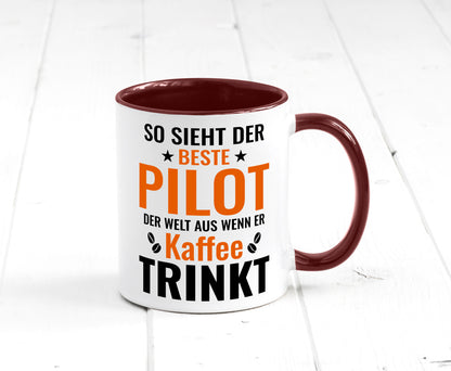 Kaffee trinkt: Pilot | Flugzeug Piloten lustiger Spruch Geschenk Humor