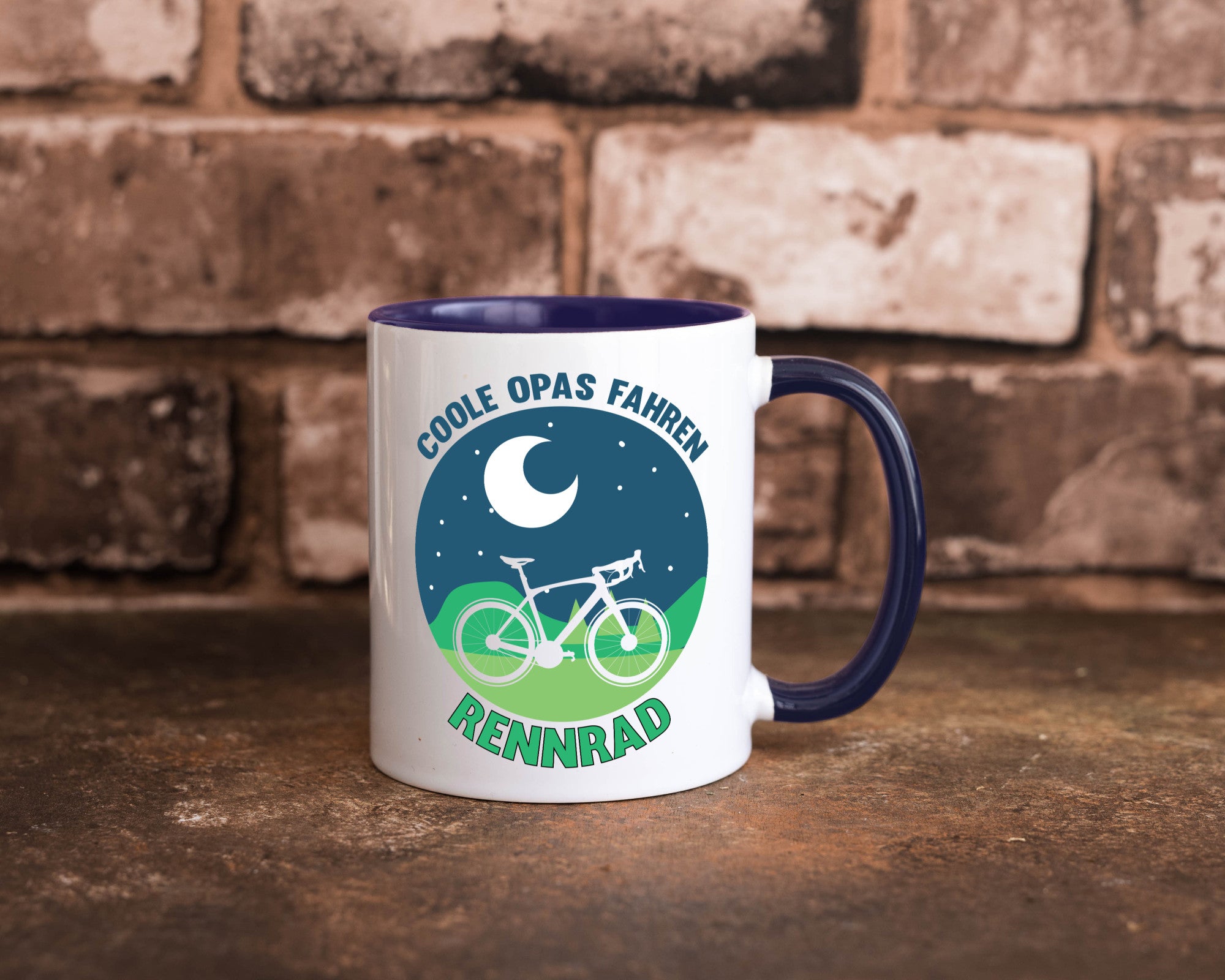 Coole Opas fahren Rennrad | Mond Landschaft Geschenk Familie Geschenkidee