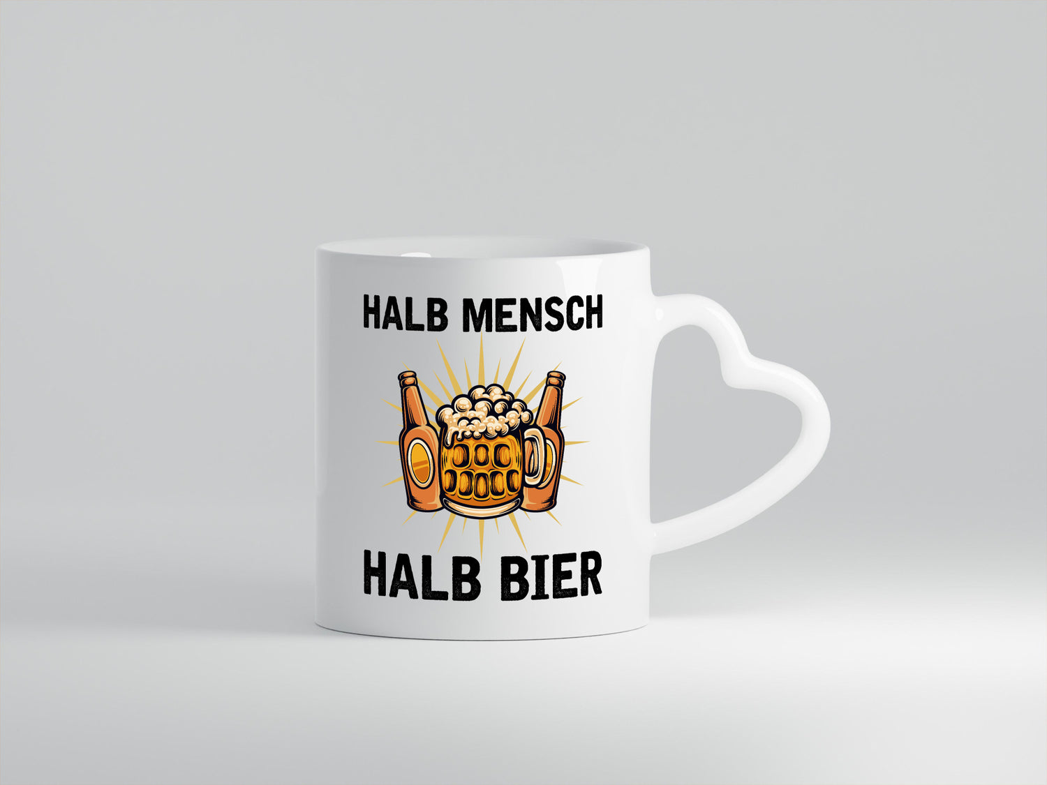 Halb Mensch Bier | Biertrinker v2 Geschenkidee Humor Tasse