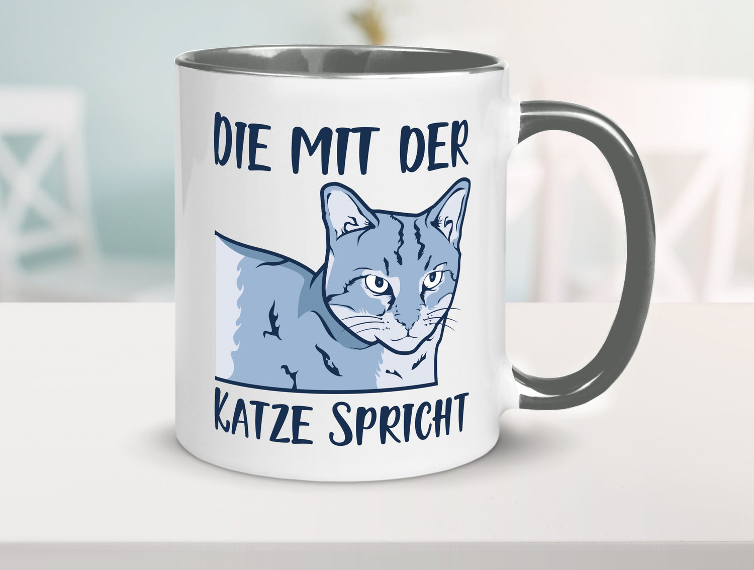 Die mit der Katze spricht | Humor Tierliebhaber Geschenkidee Tasse
