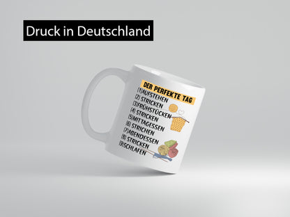 Der Perfekte Tag | Stricken Wolle Nadeln lustig Humor Geschenkidee Geschenk