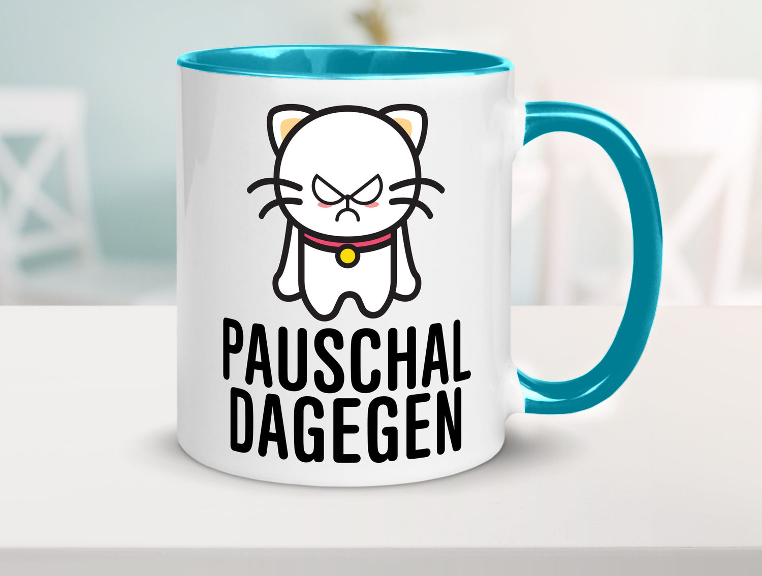 Pauschal dagegen | Katze Wut Geschenk Tierliebhaber Humor lustiger Spruch Tasse