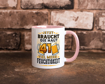 41 braucht die haut mehr Feuchtigkeit | 41. Geburtstag Geschenkidee Humor Tasse